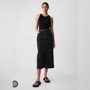 GAP Black washed Denim midi pencil Skirt size 24/00P